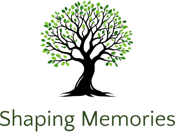 Stylized green tree logo with Shaping Memories